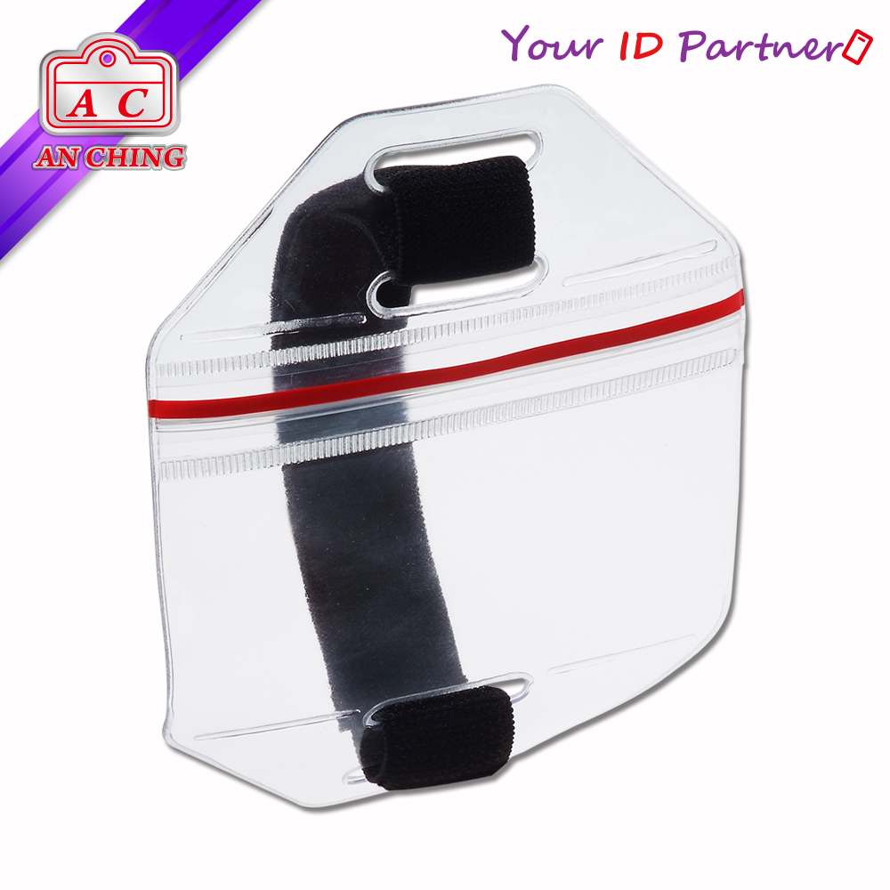 Zip Lock  Vertical Armband PVC Badge Holder