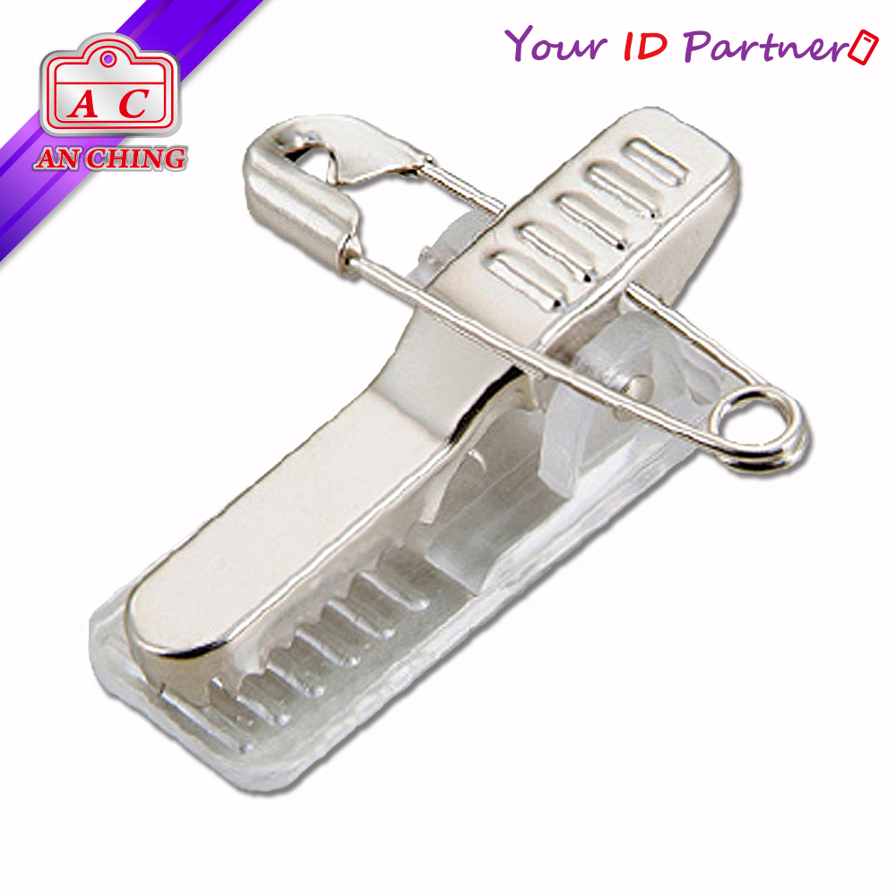 Adhesive Back Badge Clip w/ Safety Pin