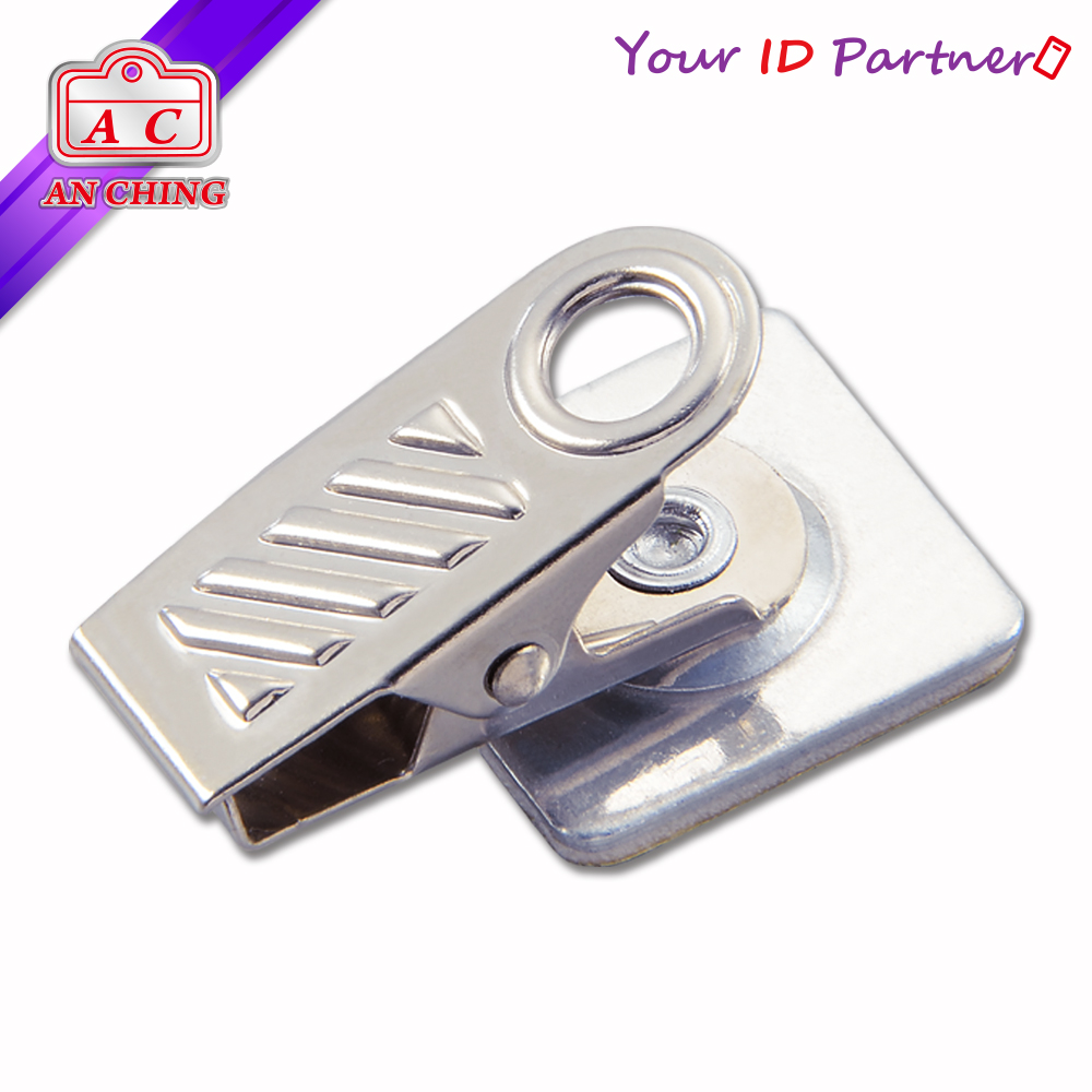Spring Metal Badge Clip w/ Square Aluminum Pad