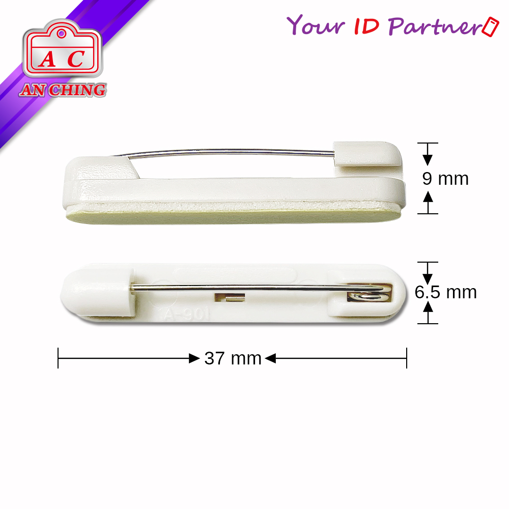 Adhesive Tape Back Badge Clip w/ Safety Pin